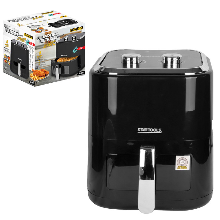 Fritadeira eletrica s/oleo airfryer com retrovisor led 5l