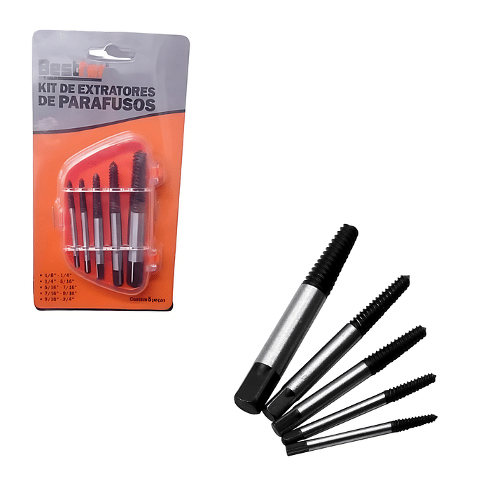 Extrator De Parafuso Quebrado Sacador Kit 5pçs 3 A 18mm