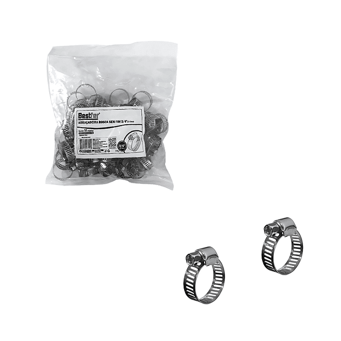 ABRACADEIRA ROSCA S/FIM 1/2POL INOX 50PCS