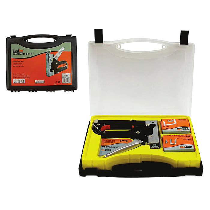 Grampeador Pinador Tapaceiro Profissional + Grampos E Pregos