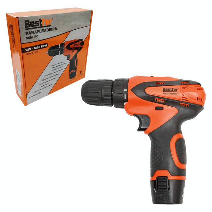 Parafusadeira e Furadeira Bivolt com Bateria Sem Fio Led