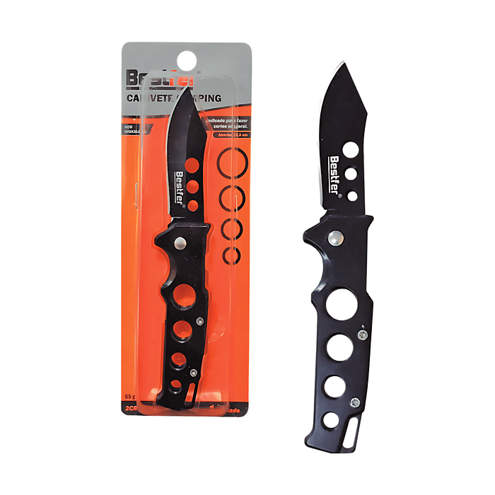 Canivete de Sobrevivência em Aço Inox para Camping, Trilha e Pesca