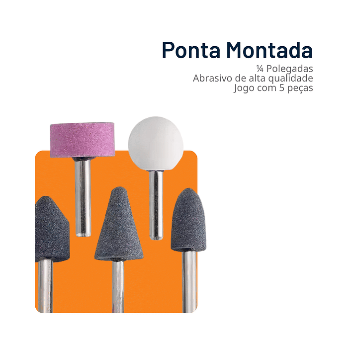 Ponta Montada Haste 1/4 6mm Retífica Furadeira Jogo