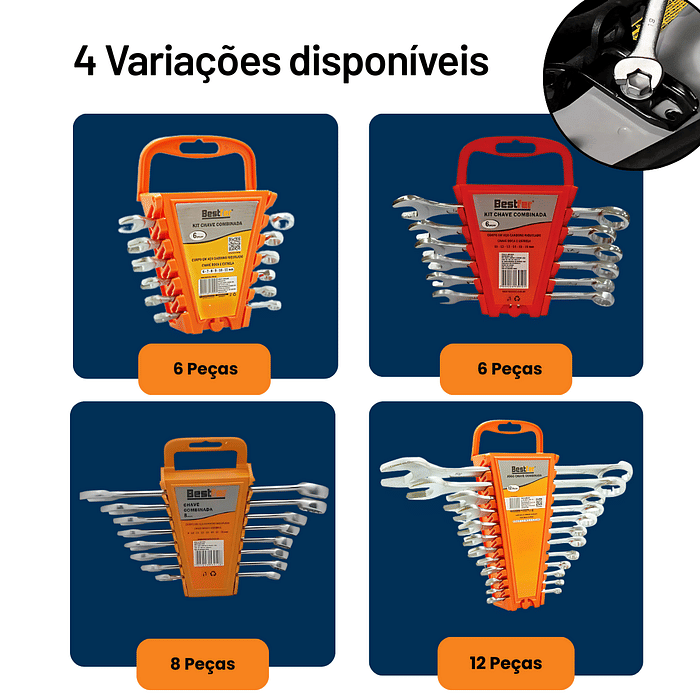 Jogo Chave Combinada Profissional Aço Drop Forged