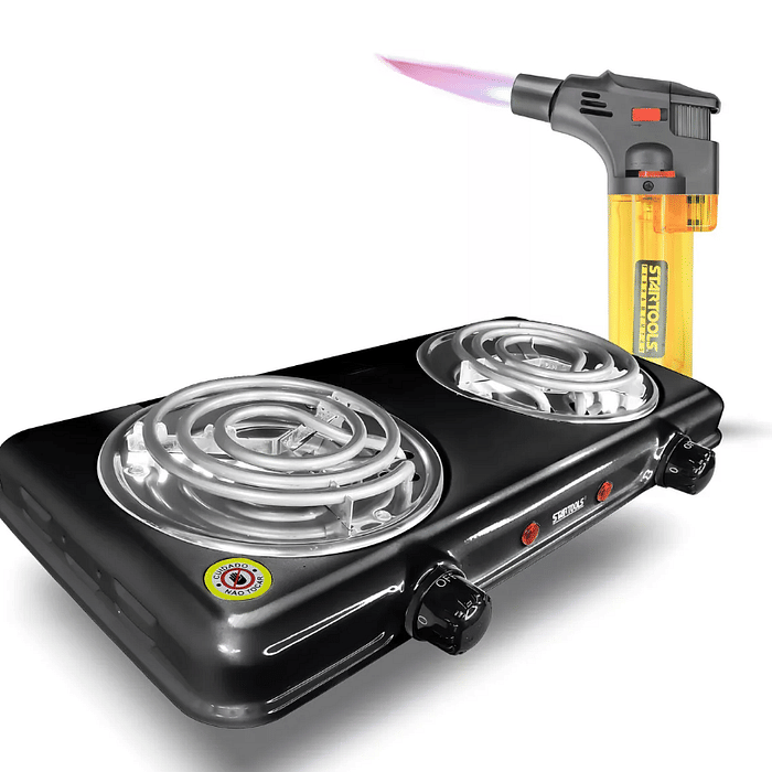 Fogareiro Elétrico Portátil + Mini Maçarico