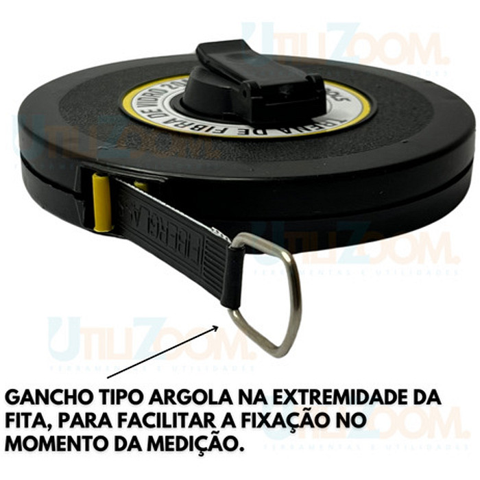 Trena de Fibra de Vidro 10/20m Recolhimento Rápido Alta Precisão Fita Métrica Longa Pedreiro