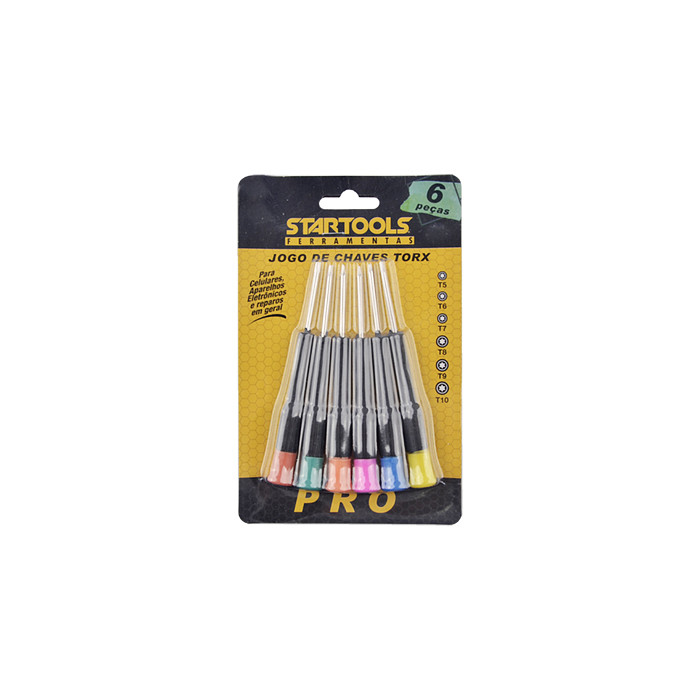 Kit 6 Chaves Torx T5 a T10 Precisão Eletronica Cabo Emborrachado