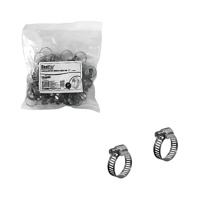 ABRACADEIRA ROSCA S/FIM 1POL INOX 50PCS