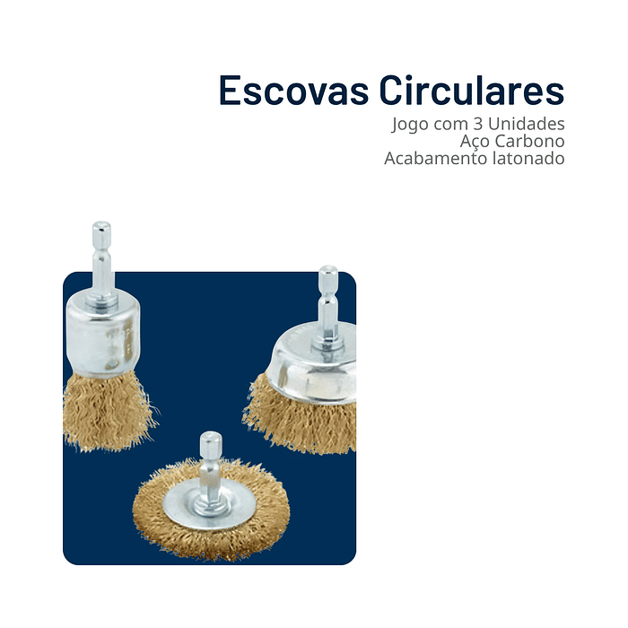 Escovas Circulares Furadeira Jogo 3pçs Aço Carbono