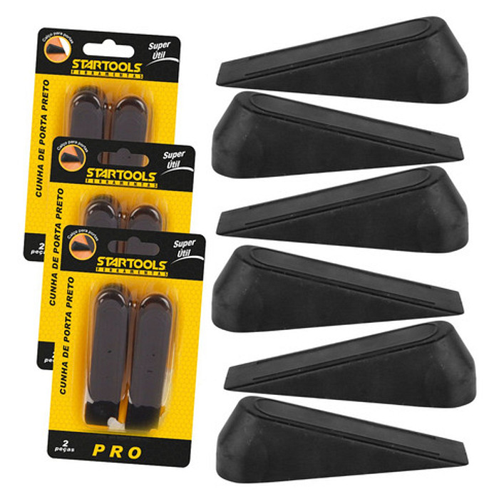 Cunhas de Porta Trava Preta Antiderrapante Borracha Alta Qualidade