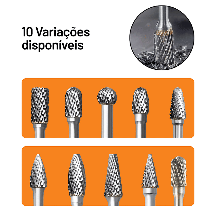 Lima Rotativa 6mm Tungstênio Fresa Metal Duro