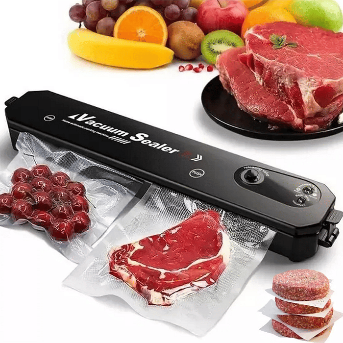 Máquina Seladora a Vácuo Alimentos 90W Bivolt + 10 Sacos Brinde