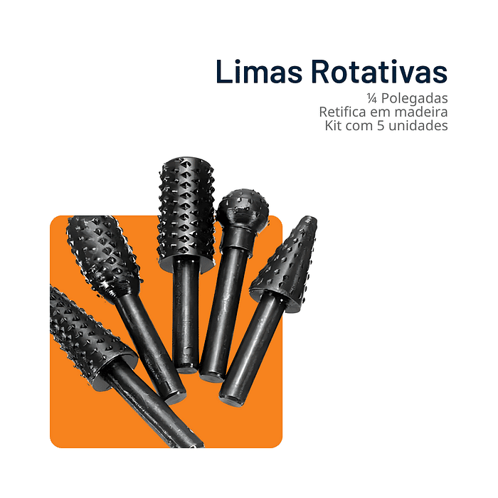 Limas Rotativa Fresa Retifica para Madeira 1/4" Jogo Kit com 5 pçs