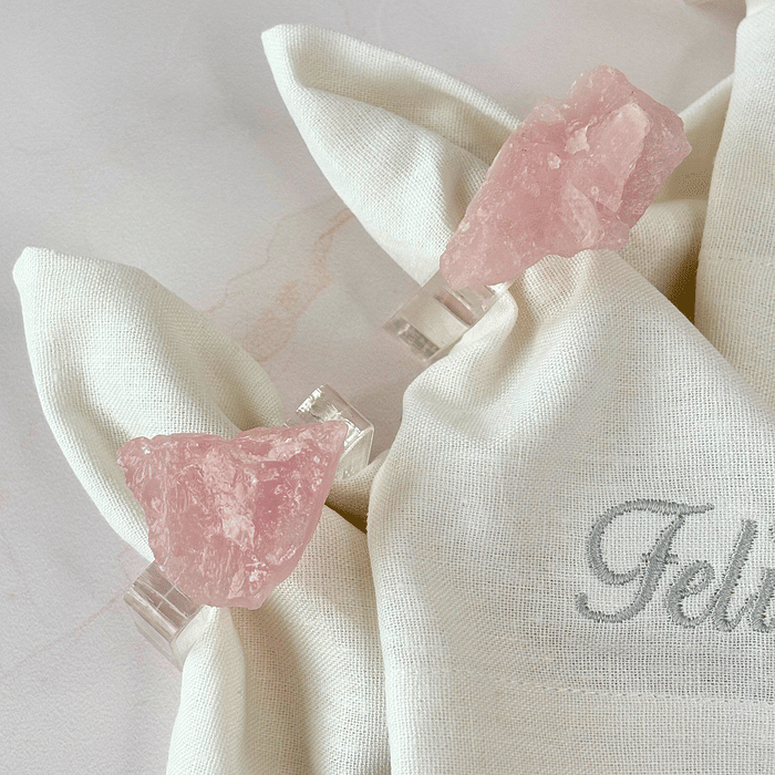 Anel Guardanapo C/ Pedra Quartzo Rosa