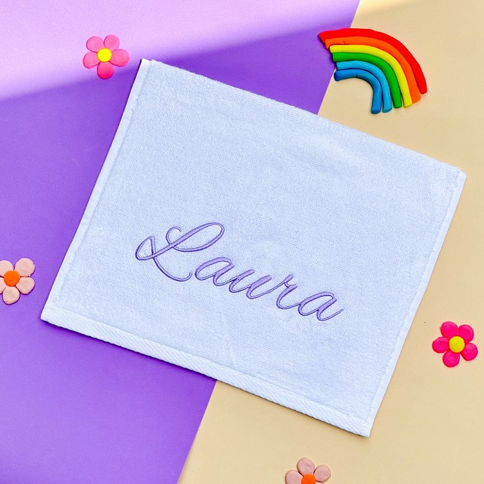 Toalha Escolar Personalizada 100% Algodão Karsten Branco