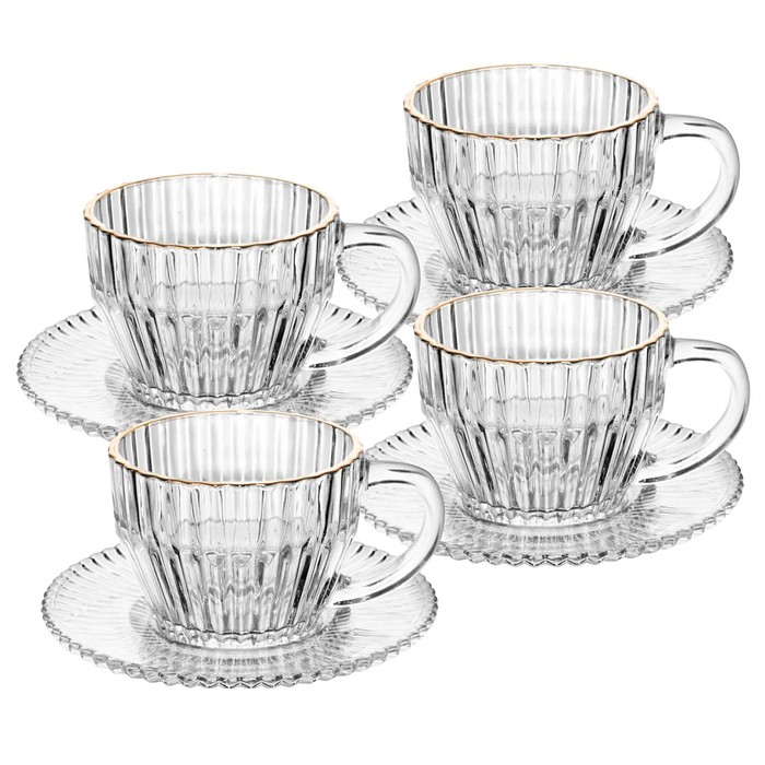 Cj 4 Xícaras de Chá Império c/ Fio de Ouro 220ml