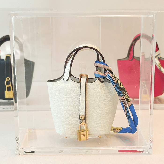 Mini Bag Picotin Branca Decorativa em Acrílico