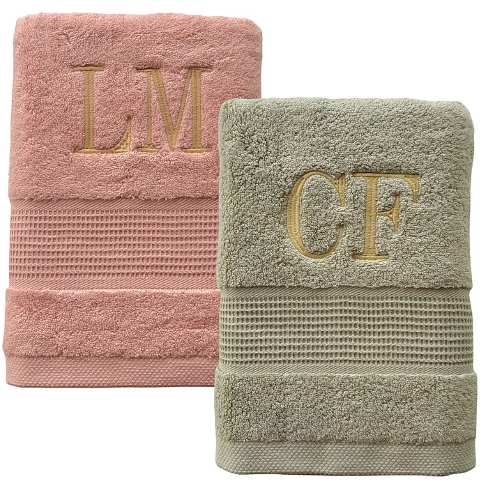 Jogo Toalha Banho Casal Vogue Rosa e Verde Moss