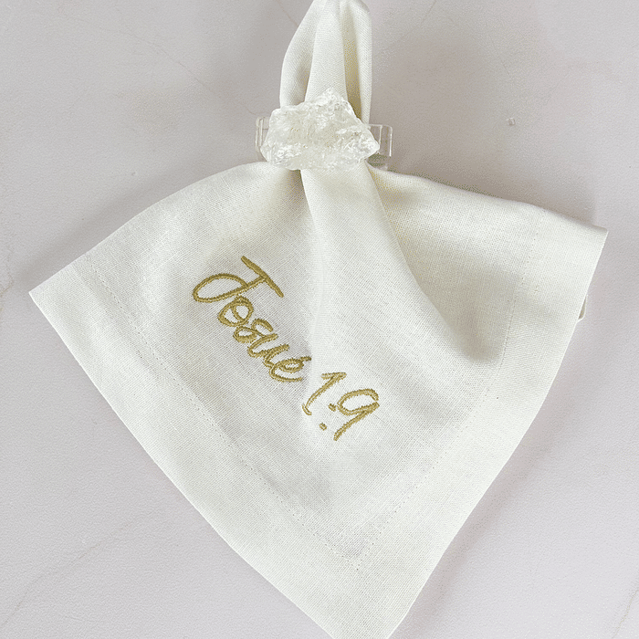 Guardanapo Branco Bordado Versículos