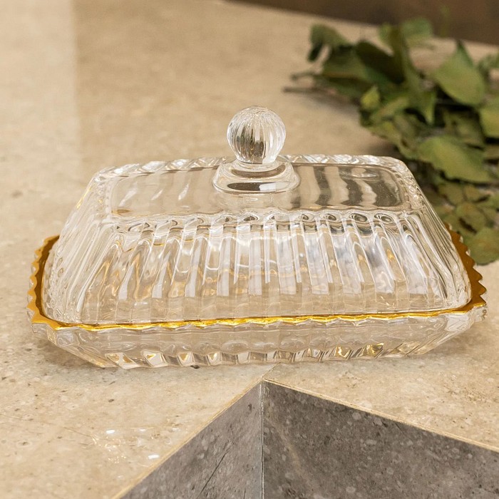 Manteigueira Império C/ Fio de Ouro e Tampa