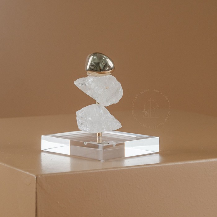 Escultura Pedra c/ Base de Acrílico - 12 cm