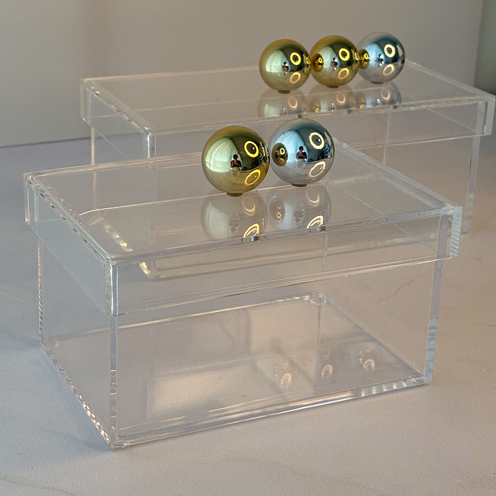 Caixa de Acrílico c/ Tampa e 2 Esfera