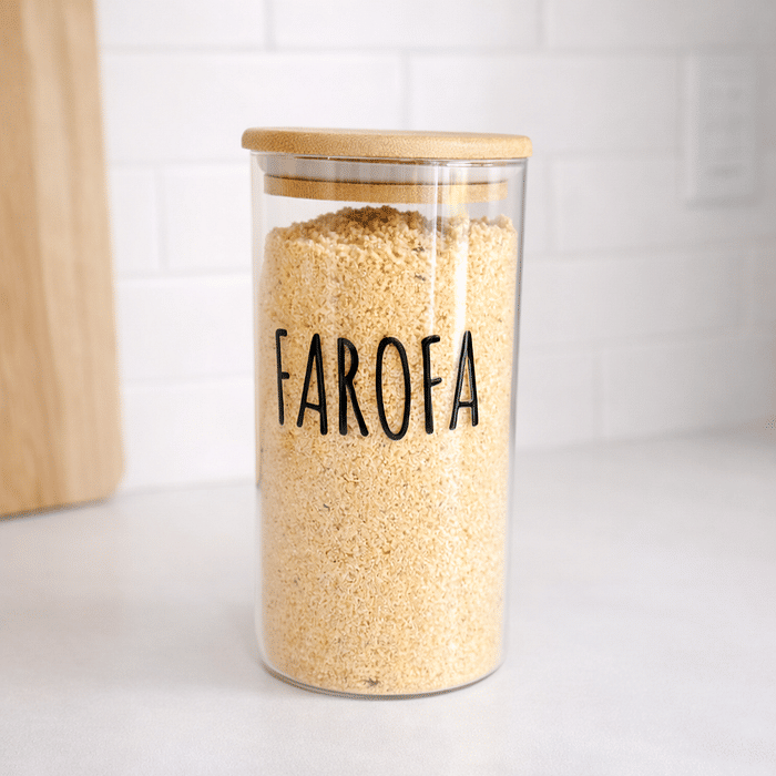 Pote 600ml Personalizado Hermético c/ Tampa de Bambu