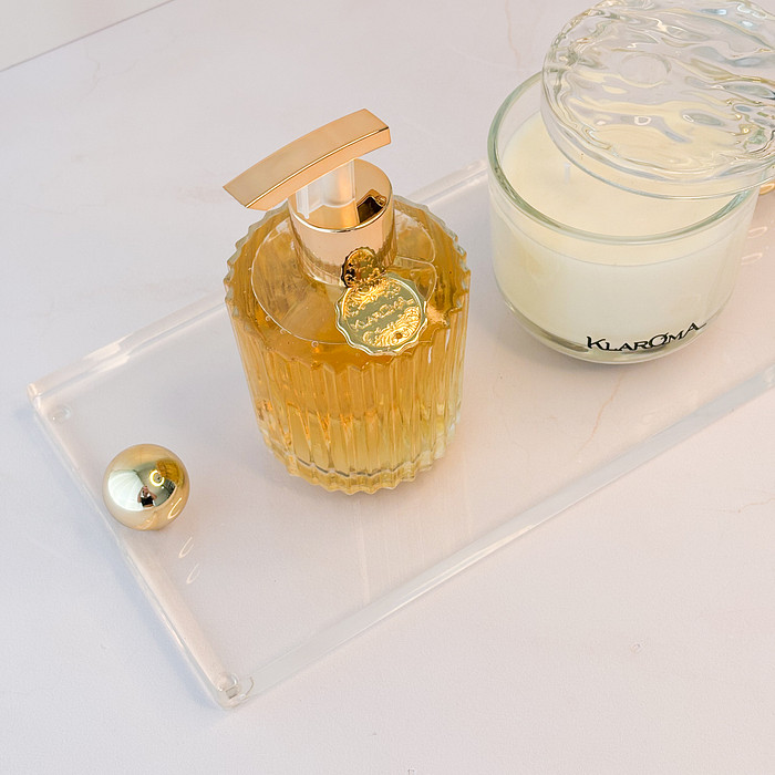 Bandeja de Acrílico c/ Esferas Douradas