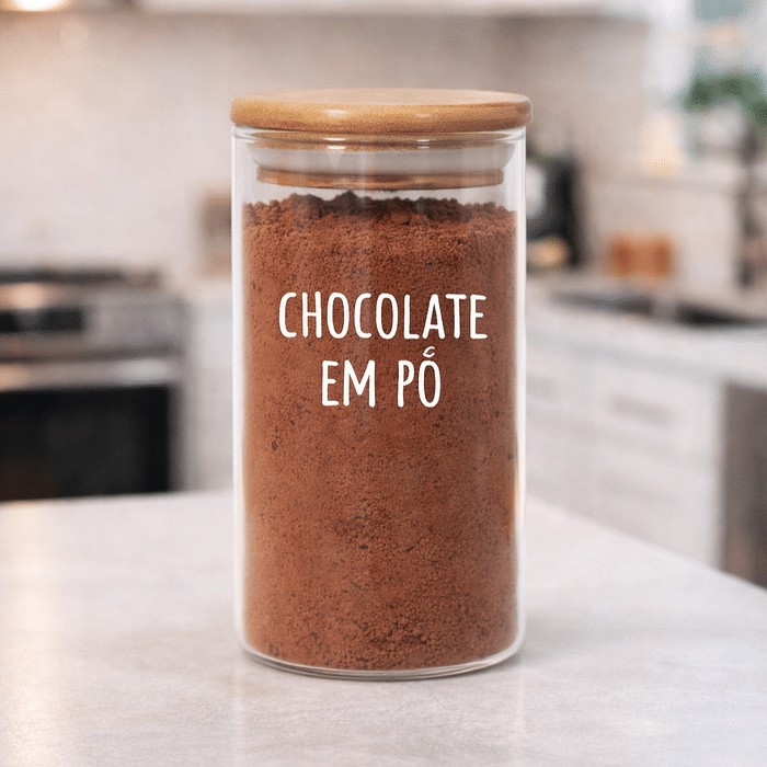 Pote Personalizado Hermético c/ Tampa de Bambu - 600ml