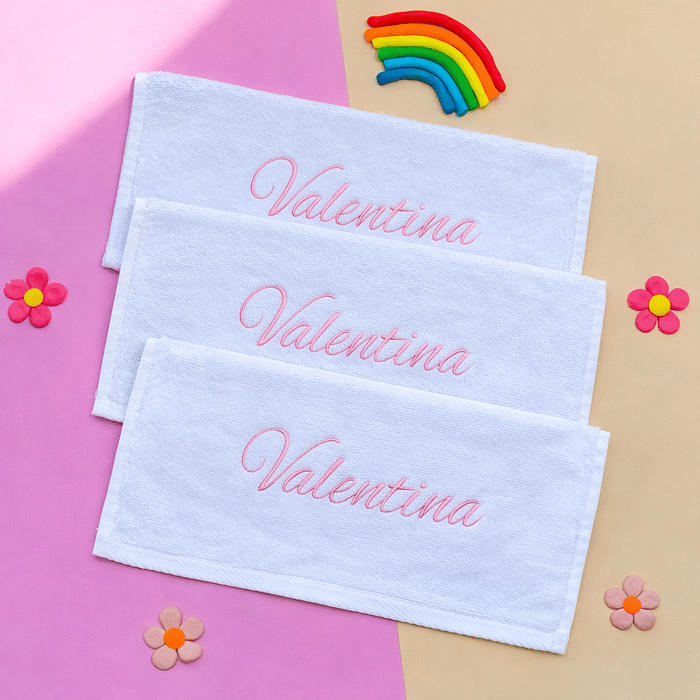 Kit 3 Toalhas Escolar Personalizada 100% Algodão Karsten Branco