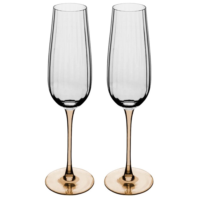 Cj 2 Taças de Champanhe c/ Haste Âmbar Classic 230ml