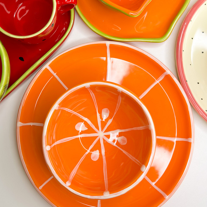Prato de Sobremesa Laranja - 23 cm