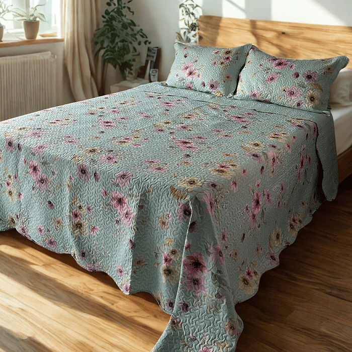 Kit Colcha Boutis Queen Brisa