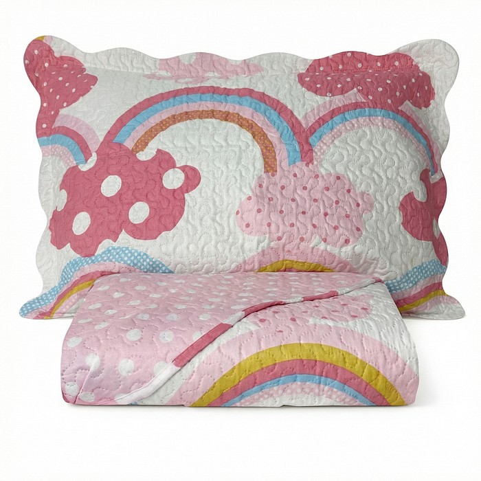 Kit Colcha Boutis Solteiro Arco Iris