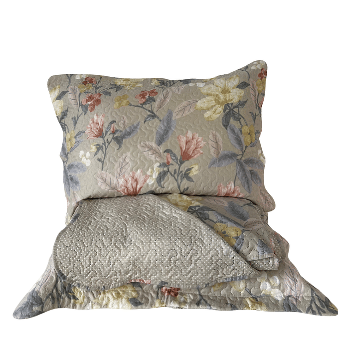 Kit Colcha Boutis Queen Jardim Secreto