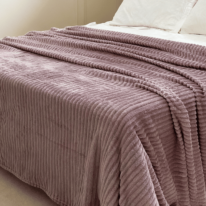 Manta Flannel Jacquard Casal Liso 180x240 Lavanda