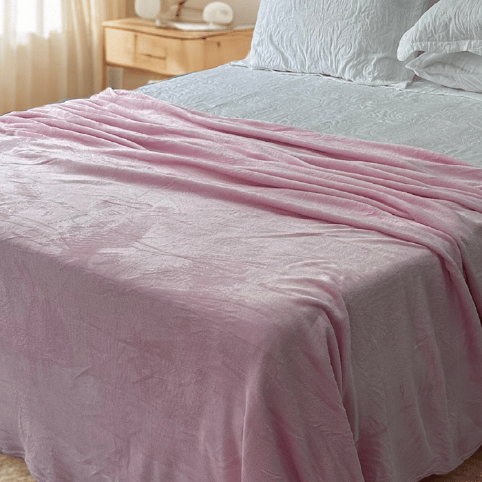 Manta Plush Queen Liso 220x240 Rosa