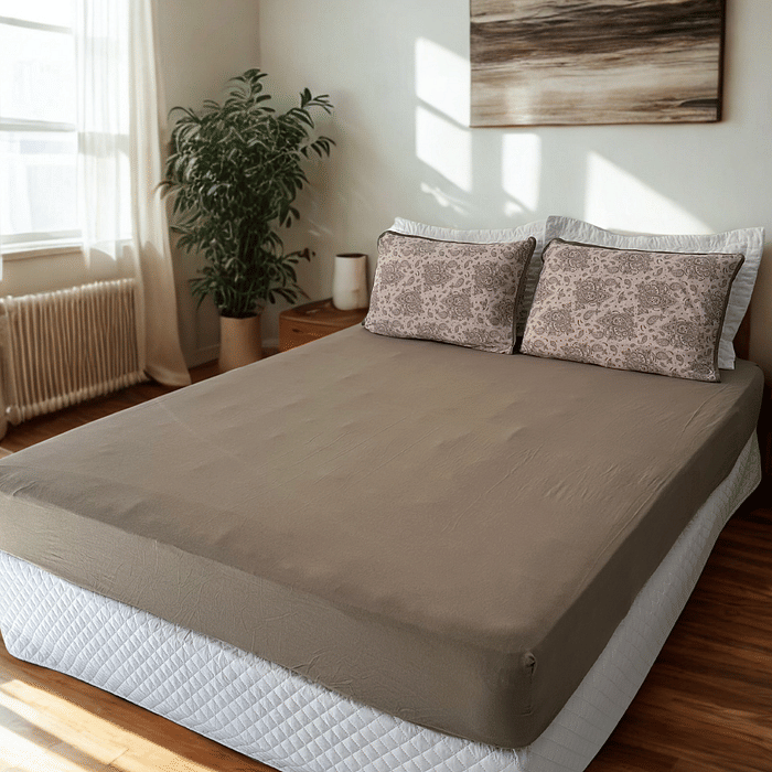 Lencol Elastico Malha Prime Casal Marrom