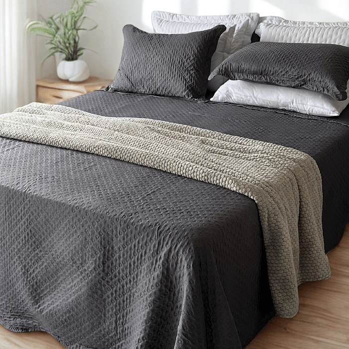 Kit Colcha Boutis Queen Silver