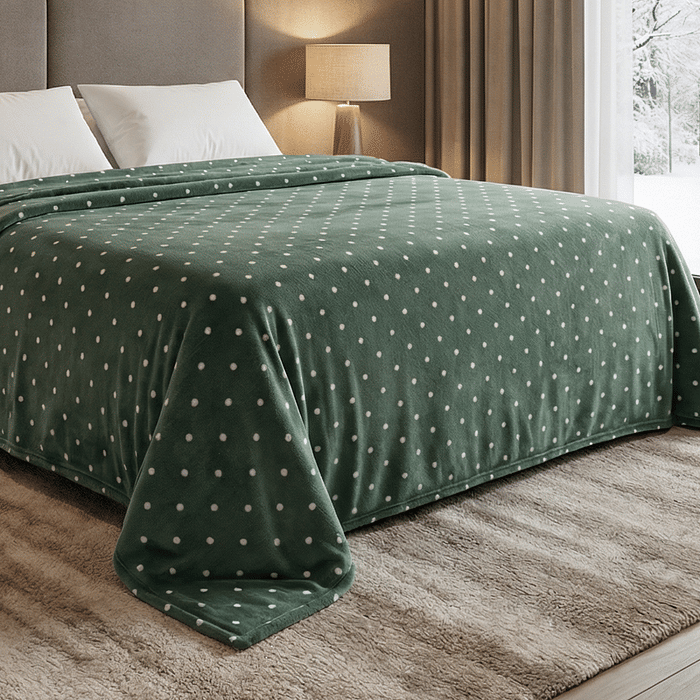 Manta Flannel Petit Poa Casal 180x240 Verde