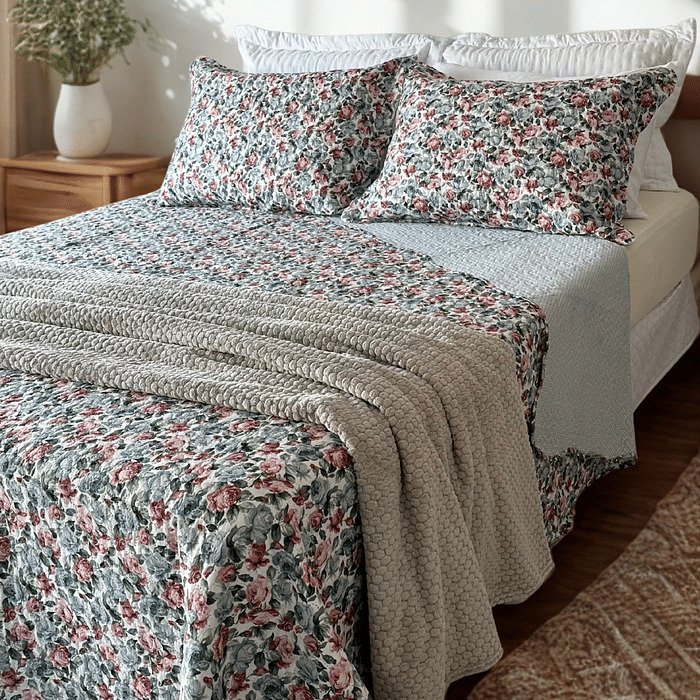 Kit Colcha Boutis Queen Silvestre