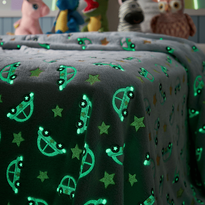 Manta Flannel Solteiro Brilha no Escuro 150x200 Carros