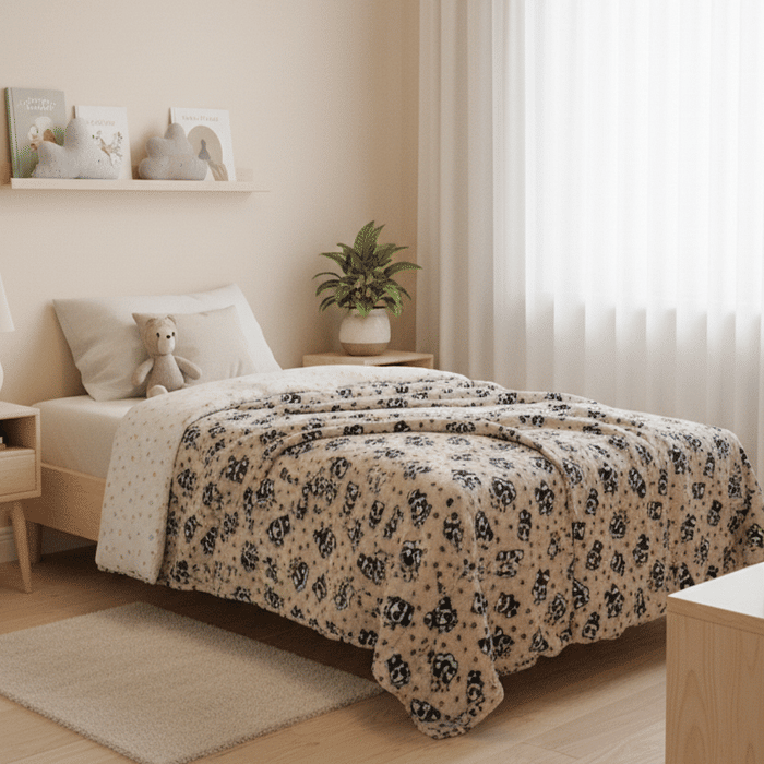 Manta Flannel Solteiro Brilha no Escuro 150x200 Panda