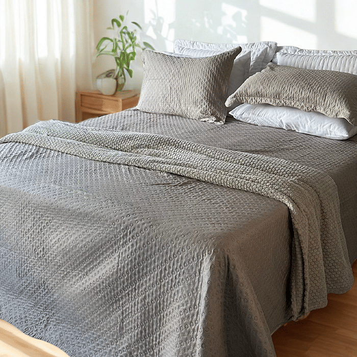 Kit Colcha Boutis Casal Areia