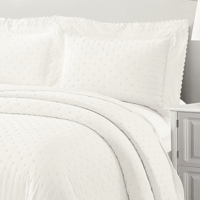 Kit Cobreleito Bordado Queen Ivory