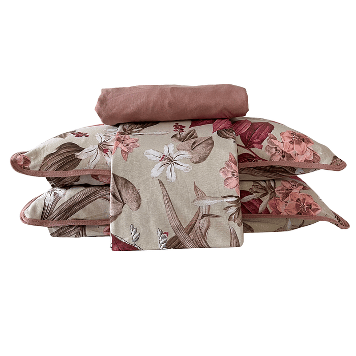 Jogo Duplo Malha Prime 4pc Casal Rose