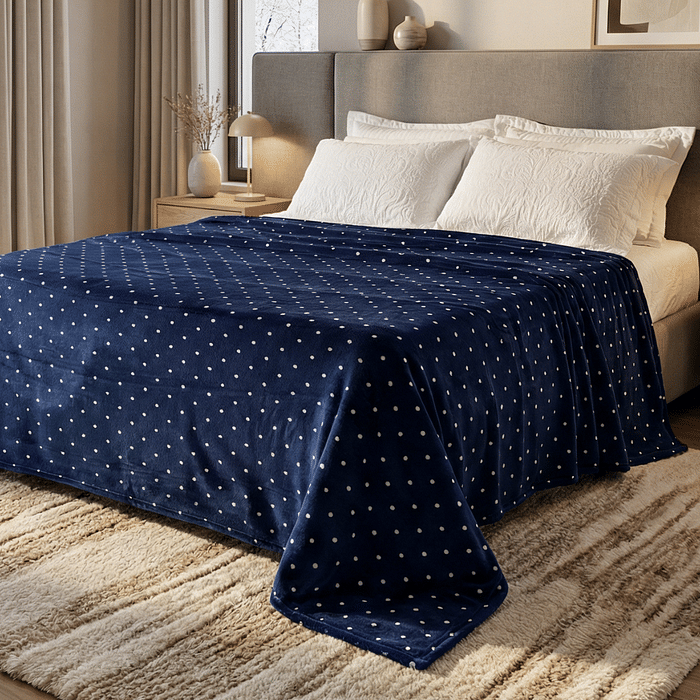 Manta Flannel Petit Poa Casal 180x240 Azul
