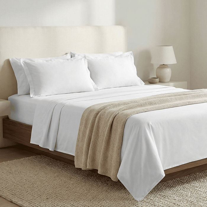 Jogo Duplo Percal 200fios 100% Algodao Casal 4pcs Branco