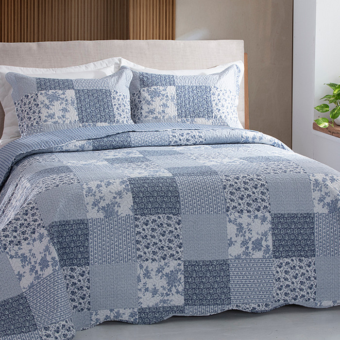 Kit Colcha Boutis Casal Malibu