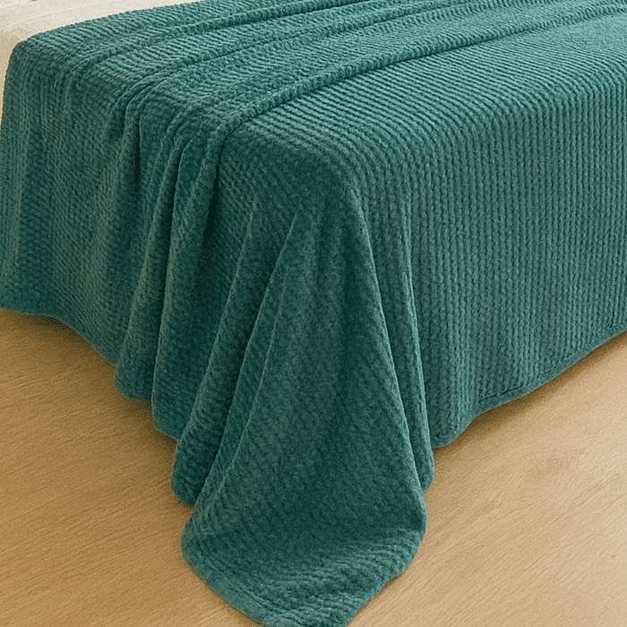 Manta Flannel Jacquard Casal Liso 180x240 Turquesa